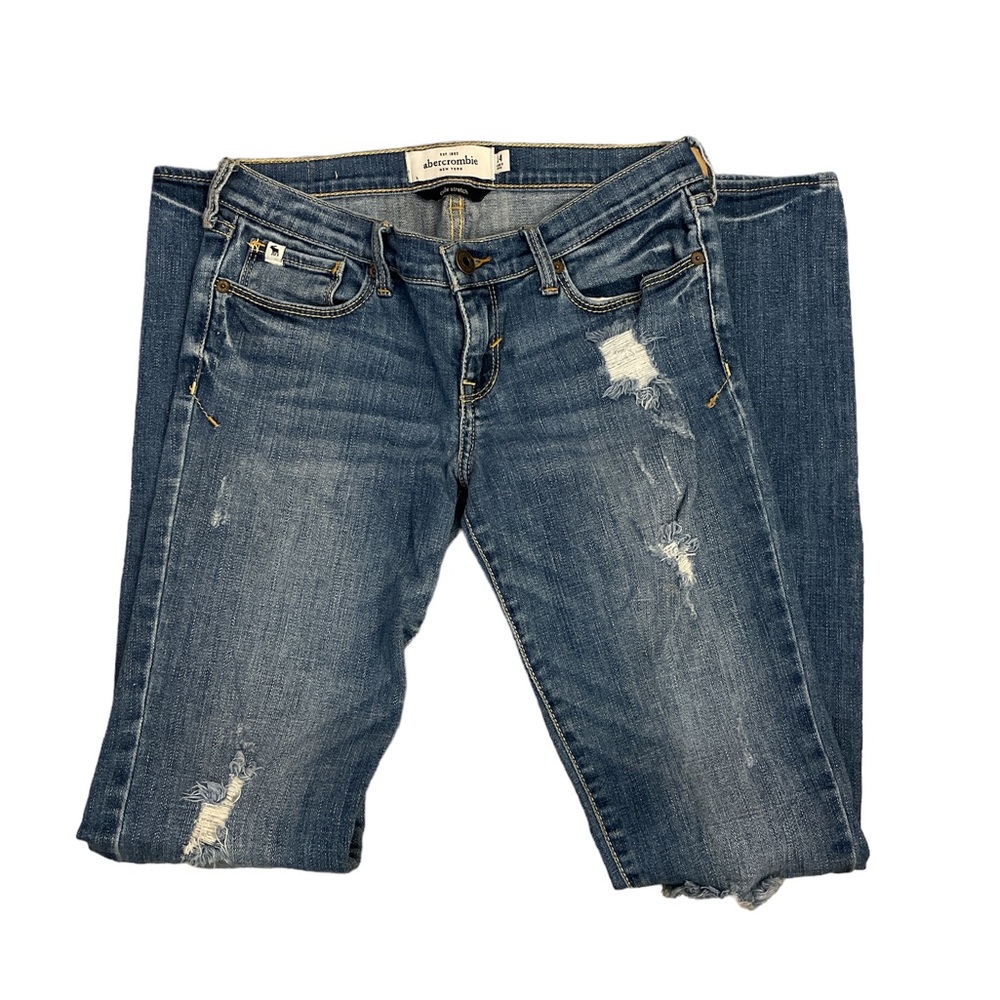 Kids Abercrombie Sz:14 Distressed Cute Stretch Blue Jeans